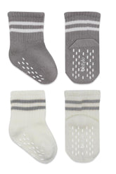 Nessiworld Bistyle Non-Slip Hoop Socks 2-Pack BS10125 Gray Ecru